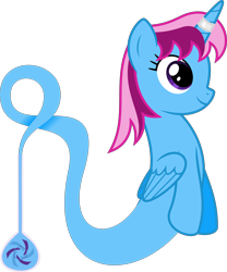 Size: 6400x7692 | Tagged: safe, artist:parclytaxel, oc, oc only, oc:parcly taxel, alicorn, genie pony, pony, .svg available, absurd resolution, ain't never had friends like us, albumin flask, alicorn oc, bottle, genie, horn ring, simple background, smiling, solo, transparent background, vector