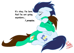 Size: 1071x769 | Tagged: safe, artist:hufflepuffrave, soarin', oc, oc:pencil sketch, pony, canon x oc, crying, hug, male, shipping, simple background, straight, transparent background