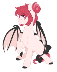 Size: 1024x1287 | Tagged: safe, artist:slasharu, oc, oc only, oc:blood garter, bat pony, pony, female, mare, simple background, sitting, solo, transparent background