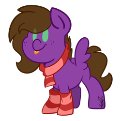 Size: 3000x3000 | Tagged: safe, artist:befishproductions, oc, oc only, oc:befish, pegasus, pony, :p, chibi, clothes, female, high res, mare, scarf, signature, simple background, socks, solo, striped socks, tongue out, transparent background