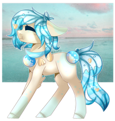 Size: 600x633 | Tagged: safe, artist:glitterskies2808, oc, oc only, oc:seafoam, original species, pony, :t, eyes closed, female, mare, solo