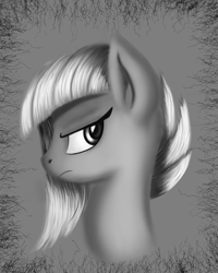 Size: 3200x4000 | Tagged: safe, artist:qbellas, limestone pie, earth pony, pony, female, frown, grayscale, mare, monochrome, solo