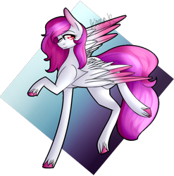 Size: 736x745 | Tagged: safe, artist:sweetmelon556, oc, oc only, oc:leaf rose, pony, colored wings, colored wingtips, female, mare, one eye closed, raised hoof, raised leg, solo, wink