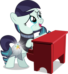 Size: 5897x6482 | Tagged: safe, artist:jhayarr23, coloratura, earth pony, pony, absurd resolution, crying, female, filly, piano, simple background, singing, smiling, solo, tears of joy, transparent background, vector