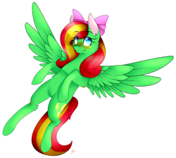 Size: 2088x1870 | Tagged: safe, artist:alithecat1989, oc, oc only, oc:lightning strike, pegasus, pony, bow, female, hair bow, mare, simple background, solo, spread wings, transparent background, wings