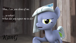 Size: 1920x1080 | Tagged: safe, artist:kmg0047, limestone pie, pony, 3d, ask, offscreen character, pov, raised hoof, sarcasm, solo, tumblr