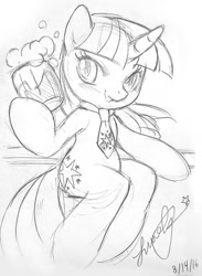 Size: 609x834 | Tagged: safe, artist:lindsay cibos, part of a set, twilight sparkle, cider, necktie, sketch, solo