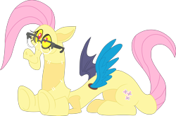 Size: 7992x5258 | Tagged: safe, artist:paganmuffin, discord, discordant harmony, absurd resolution, clothes, costume, fluttershy suit, simple background, smiling, solo, transparent background, vector