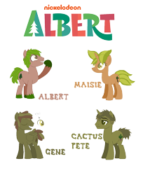 Size: 1096x1340 | Tagged: safe, artist:mixelfangirl100, albert, albert (movie), cactus, cactus pete, christmas, crossover, eyes closed, gene, maisie, ponified, raised hoof, simple background, smiling, transparent background, tree