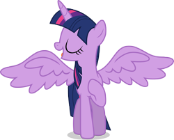 Size: 7000x5632 | Tagged: safe, artist:luckreza8, twilight sparkle, twilight sparkle (alicorn), alicorn, pony, to where and back again, absurd resolution, eyes closed, female, mare, open mouth, simple background, solo, spread wings, transparent background, vector