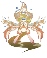 Size: 1596x1983 | Tagged: safe, artist:beardie, oc, oc only, oc:seraph, angel, seraph, halo, multiple wings, water