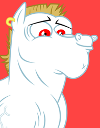 Size: 434x554 | Tagged: safe, bulk biceps, pegasus, pony, bust, looking down, official, red background, simple background, smiling, solo