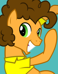 Size: 434x554 | Tagged: safe, cheese sandwich, earth pony, pony, grin, official, simple background, smiling, solo, teal background