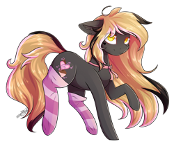 Size: 5500x4500 | Tagged: safe, artist:squishkitti, oc, oc only, oc:madiess, earth pony, pony, absurd resolution, clothes, female, mare, raised hoof, simple background, socks, solo, striped socks, transparent background