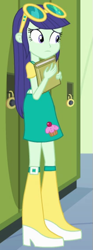 Size: 207x559 | Tagged: safe, screencap, blueberry cake, equestria girls, equestria girls (movie), book, boots, cropped, cupcake, female, food, glasses, high heel boots, lockers, notebook, solo