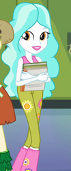 Size: 334x803 | Tagged: safe, screencap, paisley, sweet leaf, equestria girls, equestria girls (movie), book, boots, cropped, female, flower, lockers, notebook, shoes