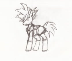 Size: 978x817 | Tagged: safe, artist:phanthompony01, pony, dragon ball super, goku black, monochrome, ponified, potara