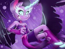 Size: 1333x1000 | Tagged: safe, artist:dingorainbow, midnight sparkle, sci-twi, twilight sparkle, anthro, equestria girls, grin, looking at you, smiling, solo