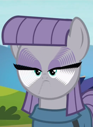 Size: 500x682 | Tagged: safe, edit, edited screencap, screencap, maud pie, pony, rock solid friendship, cropped, faic, mod po, shrunken face, solo, wat, woll smoth