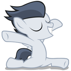 Size: 2100x2101 | Tagged: safe, artist:lunaticdawn, rumble, pegasus, pony, colt, eyes closed, flexible, male, simple background, solo, splits, transparent background, vector