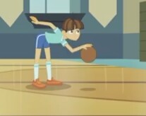 Size: 207x164 | Tagged: safe, screencap, wiz kid, equestria girls, friendship games, photo finished, basketball, clothes, shoes, short, shorts, socks, solo