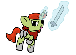 Size: 821x587 | Tagged: safe, artist:thefanficfanpony, oc, oc only, oc:dragon heart, solo, sword, weapon