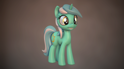 Size: 1600x900 | Tagged: safe, artist:alligatorskiesix, lyra heartstrings, pony, unicorn, 3d, gradient background, grin, smiling, solo, standing