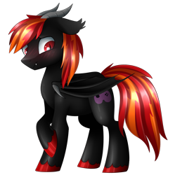 Size: 2253x2264 | Tagged: safe, artist:scarlet-spectrum, oc, oc only, dracony, hybrid, pony, blushing, commission, edgy, floppy ears, male, red and black oc, red eyes, simple background, slit eyes, solo, stallion, transparent background