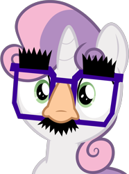 Size: 5296x7102 | Tagged: safe, artist:pink1ejack, sweetie belle, pony, unicorn, hard to say anything, absurd resolution, disguise, female, filly, glasses, groucho mask, simple background, solo, transparent background, vector