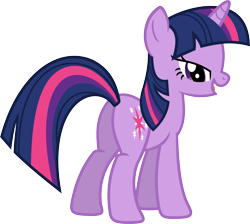 Size: 3540x3173 | Tagged: safe, artist:porygon2z, twilight sparkle, unicorn twilight, pony, unicorn, bedroom eyes, butt, female, mare, open mouth, plot, simple background, solo, transparent background, twibutt, vector