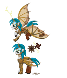 Size: 3600x4200 | Tagged: safe, artist:inkrose98, oc, oc only, pony, absurd resolution, amputee, artificial wings, augmented, cutie mark, mechanical wing, photoshop, prosthetic limb, prosthetic wing, prosthetics, solo, wings