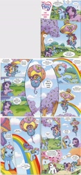 Size: 1217x2604 | Tagged: safe, blossom, kimono, rainbow dash (g3), sparkleworks, sunny daze (g3), pony, g3, abandon ship, comic, flying, hot air balloon, lift, official, rainbow, rainbows darling rainbows, the balloon ride