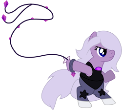 Size: 1111x1001 | Tagged: safe, artist:cloudyglow, earth pony, pony, amethyst (steven universe), bipedal, cartoon network, clothes, crossover, cute, ponified, simple background, solo, steven universe, transparent background, weapon, whip