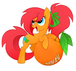 Size: 1197x1115 | Tagged: safe, artist:twistedmindbrony, oc, oc only, oc:twisted mind, earth pony, pony, food, orange, solo