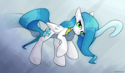 Size: 1024x598 | Tagged: safe, artist:queenbloodysky, oc, oc only, oc:snow sky, pegasus, pony, cloud, solo