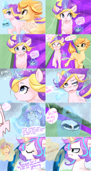 Size: 2560x4800 | Tagged: safe, artist:sugarberry, princess flurry heart, princess skyla, oc, oc:twit, absurd resolution, comic, magic, phone, skyla-diaries