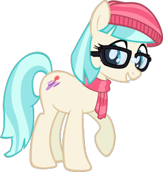 Size: 5720x6000 | Tagged: safe, artist:slb94, coco pommel, absurd resolution, clothes, cute, glasses, hat, hipster, raised hoof, scarf, simple background, solo, transparent background, vector