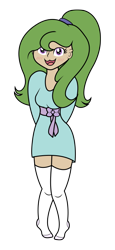 Size: 394x855 | Tagged: safe, artist:sketchydesign78, oc, oc only, oc:sketchy design, human, blushing, clothes, cute, humanized, ponytail, ribbon, simple background, socks, solo, transparent background, vector