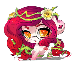 Size: 1024x880 | Tagged: safe, artist:wilvarin-liadon, oc, oc only, oc:rose diamond, earth pony, pony, chibi, colored pupils, commission, female, glasses, mare, solo