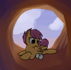 Size: 1103x1084 | Tagged: safe, artist:neuro, scootaloo, pegasus, pony, behaving like a bird, egg, female, filly, mare, nest, pegabird, prone, solo