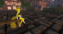 Size: 1452x796 | Tagged: safe, artist:kamikazelenna, screencap, oc, oc only, oc:the golden nightmare, anthro, 3d, clothes, female, necktie, second life, solo, underwear