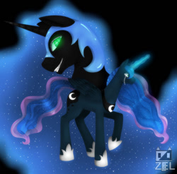 Size: 800x787 | Tagged: safe, artist:ponyprincessgirl100, nightmare moon, crying, glowing horn, guilt, solo