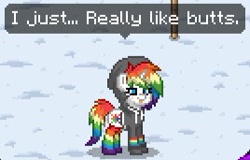 Size: 268x171 | Tagged: safe, screencap, oc, oc only, oc:radical rainbow, pony, clothes, hoodie, meme, pony town, rainbow socks, socks, solo, striped socks, taste the rainbow