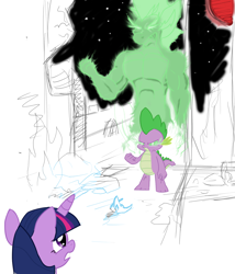 Size: 1612x1880 | Tagged: safe, artist:php63, spike, twilight sparkle, dragon, pony, not a jojo reference