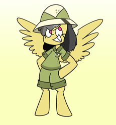 Size: 1376x1486 | Tagged: safe, artist:typhwosion, daring do, semi-anthro, unguligrade anthro, grin, smiling, solo, spread wings