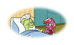 Size: 3222x1981 | Tagged: safe, artist:hawk-pony, granny smith, oc, oc:red june, pony, contest, inkscape, offspring, parent:big macintosh, parent:cheerilee, parents:cheerimac, simple background, transparent background, vector