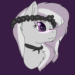 Size: 2000x2000 | Tagged: safe, artist:brokensilence, oc, oc only, oc:angel heart, pony, blushing, bust, cute, female, floral head wreath, flower, mare, one eye closed, solo