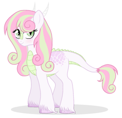 Size: 931x898 | Tagged: safe, artist:unoriginai, oc, oc only, oc:lotus lullaby, dracony, hybrid, kirin, 2017 community collab, biography, cute, derpibooru community collaboration, interspecies offspring, next generation, offspring, parent:spike, parent:sweetie belle, parents:spikebelle, simple background, solo, transparent background