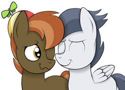 Size: 1936x1400 | Tagged: safe, artist:squipycheetah, button mash, rumble, earth pony, pegasus, pony, buttonbetes, colt, cute, duo, duo male, eyes closed, folded wings, gay, looking back, male, nuzzling, one eye closed, rumblebetes, rumblemash, shipping, simple background, transparent background, vector, wavy mouth