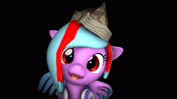 Size: 1920x1080 | Tagged: safe, artist:zenaturapone, oc, oc only, oc:star beats, pegasus, pony, 3d, cute, hat, paper hat, simple background, solo, source filmmaker, tongue out